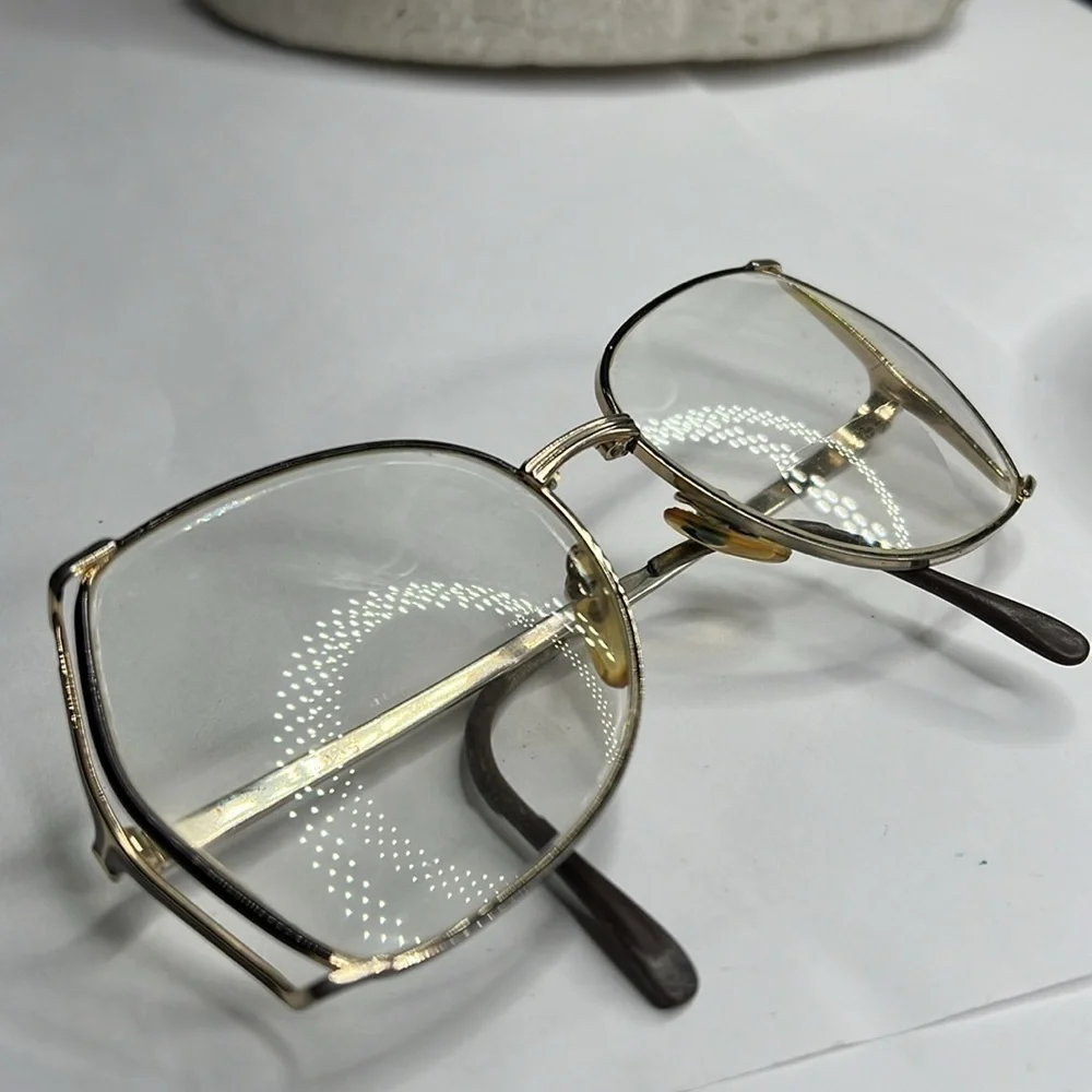 Vintage BG Colorama 135 Goldtone Metal Large Ophthalmic Frame